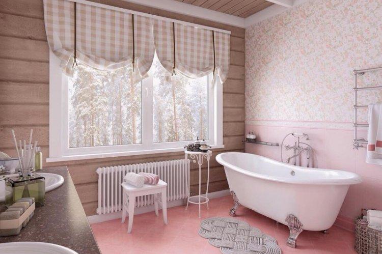 Шторы в стиле прованс в ванной комнате - дизайн фото