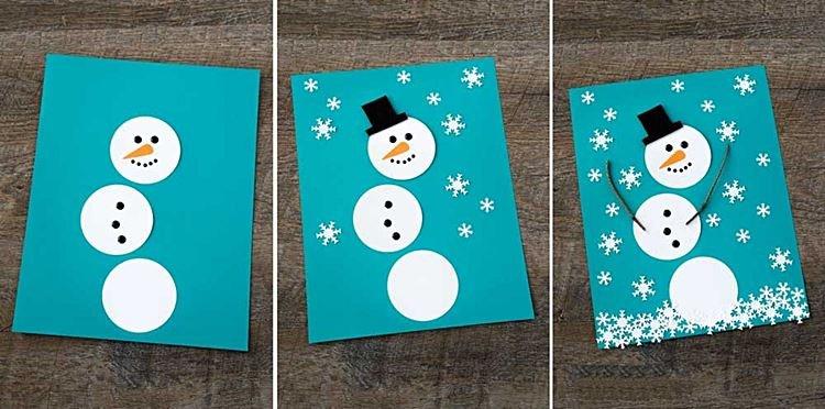 Открытка со снеговиком из бумаги своими руками
