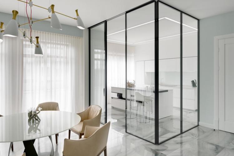 Стеклянные перегородки в кухне - Дизайн интерьера