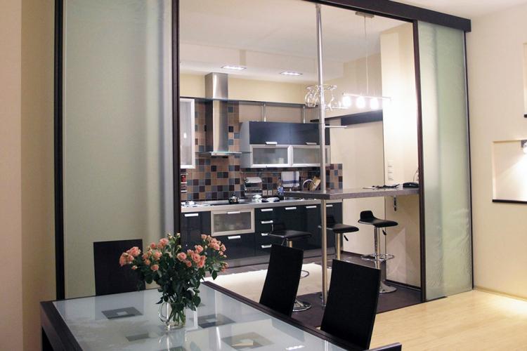 Стеклянные перегородки в кухне - Дизайн интерьера