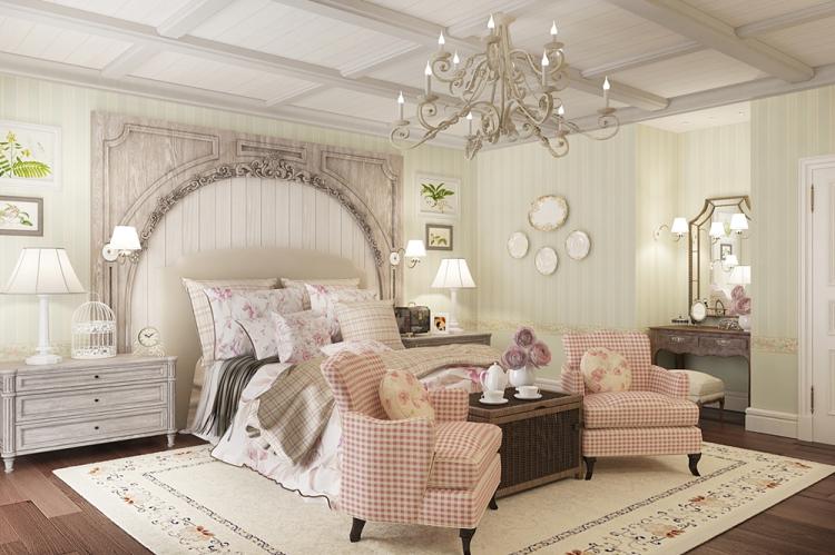 Прованс в интерьере спальни