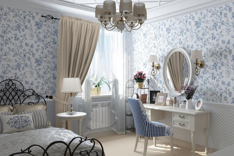 Прованс в интерьере спальни