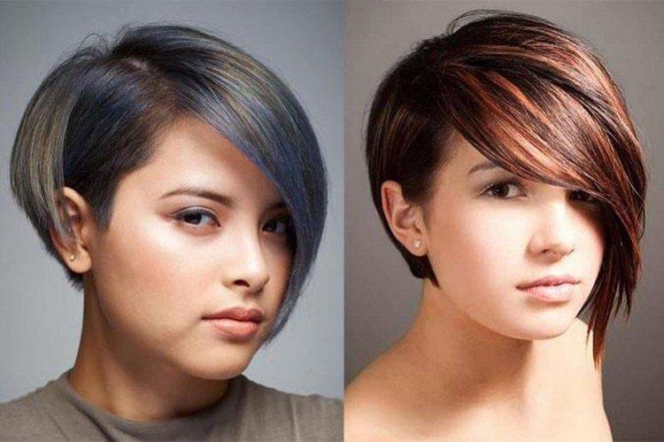 Асимметричная стрижка на короткие волосы для круглого лица