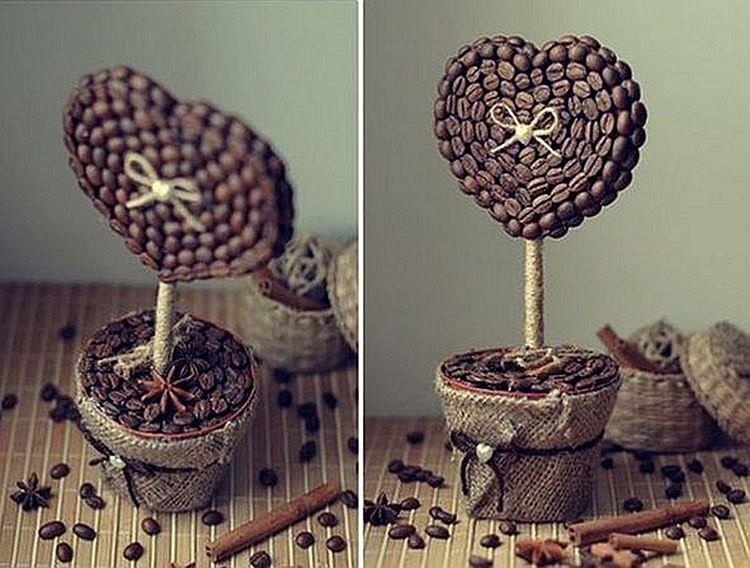 Топиарий из кофейных зерен своими руками - фото и идеи