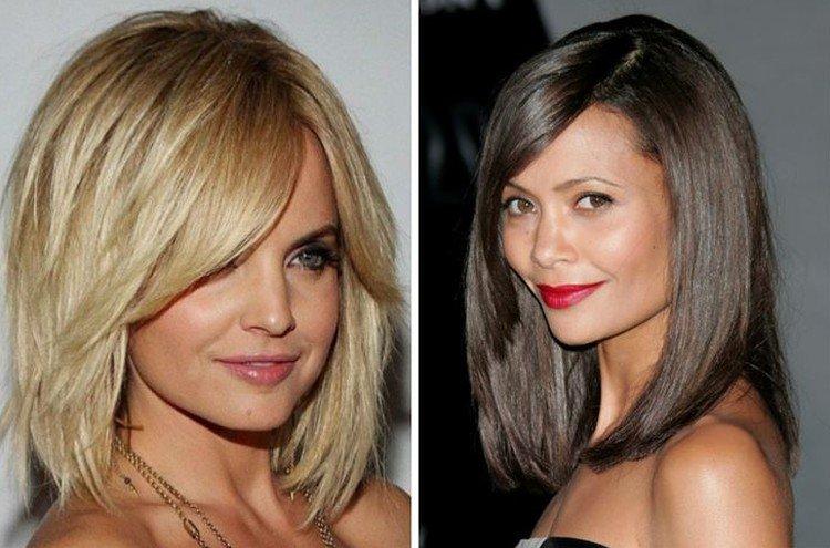 Удлиненное каре с челкой и косым пробором