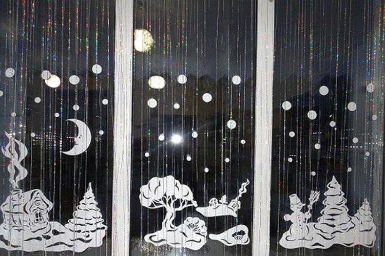 Украшения на окна к Новому году - фото и идеи