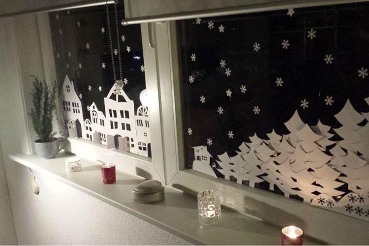 Украшения на окна к Новому году - фото и идеи