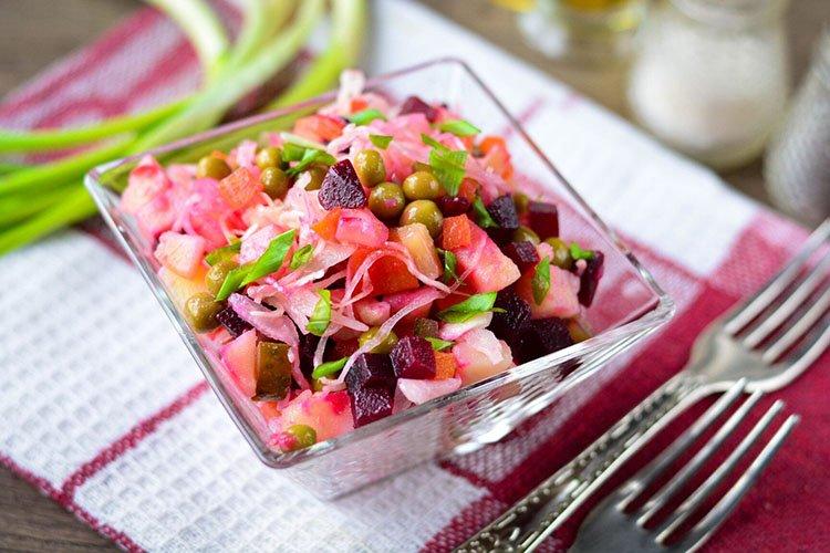 Винегрет с зеленым горошком - рецепты