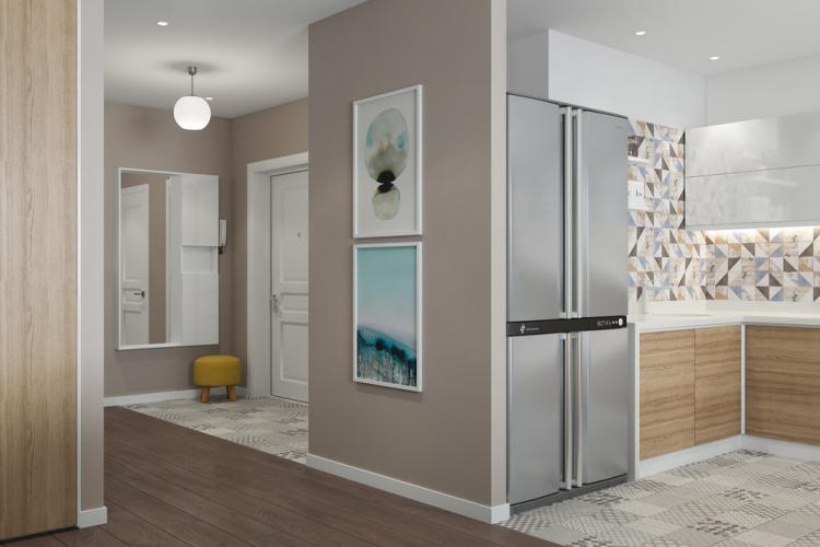 Яркая кухня-гостиная в скандинавском стиле - дизайн интерьера