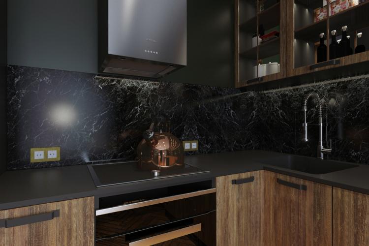 «Зелёный берег»: Дизайн кухни-гостиной