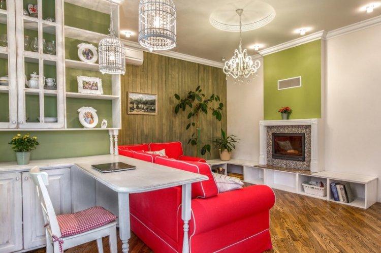 Зеленый цвет в интерьере гостиной - дизайн фото