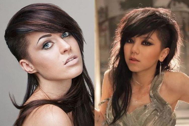 Выбритые виски с челкой - Модные женские стрижки 2020 на средние волосы