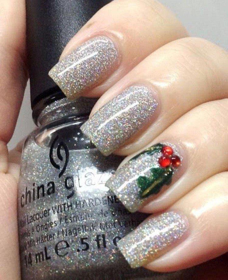 Зимний маникюр с блестками 2020-2021