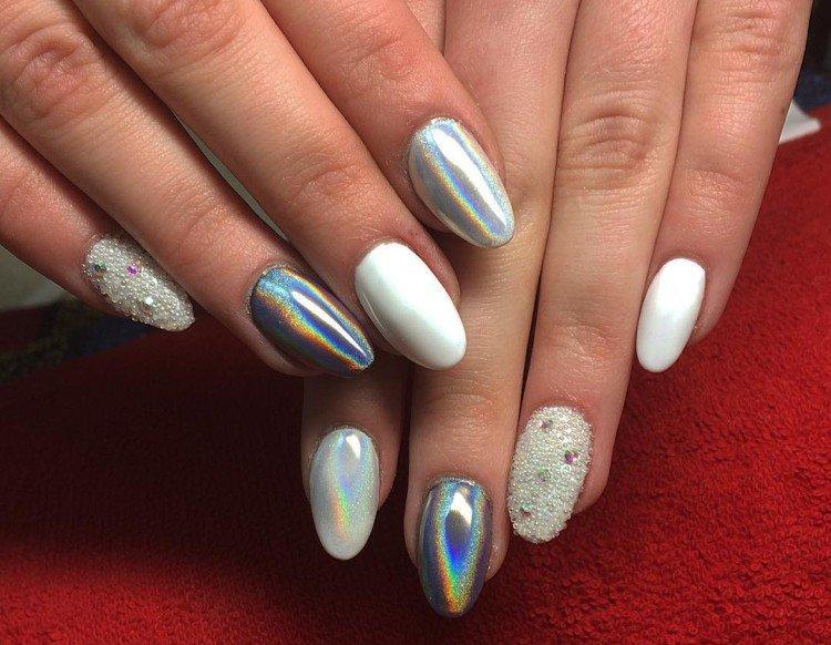 Зимний маникюр с втиркой 2020-2021