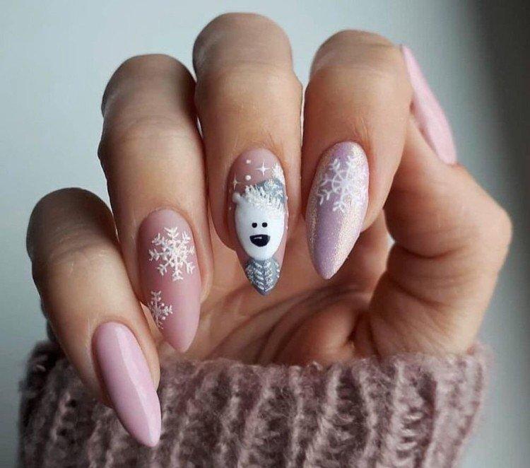 Зимний маникюр на длинные ногти 2020-2021