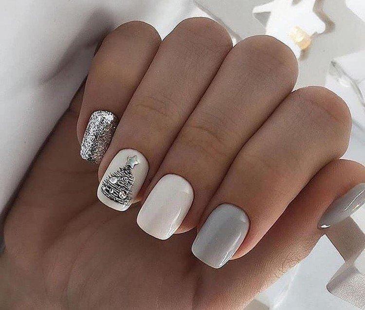 Зимний маникюр на короткие ногти 2020-2021