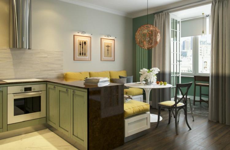 Зонирование кухни и столовой