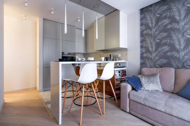 Гостиная и кухня - Зонирование однокомнатной квартиры